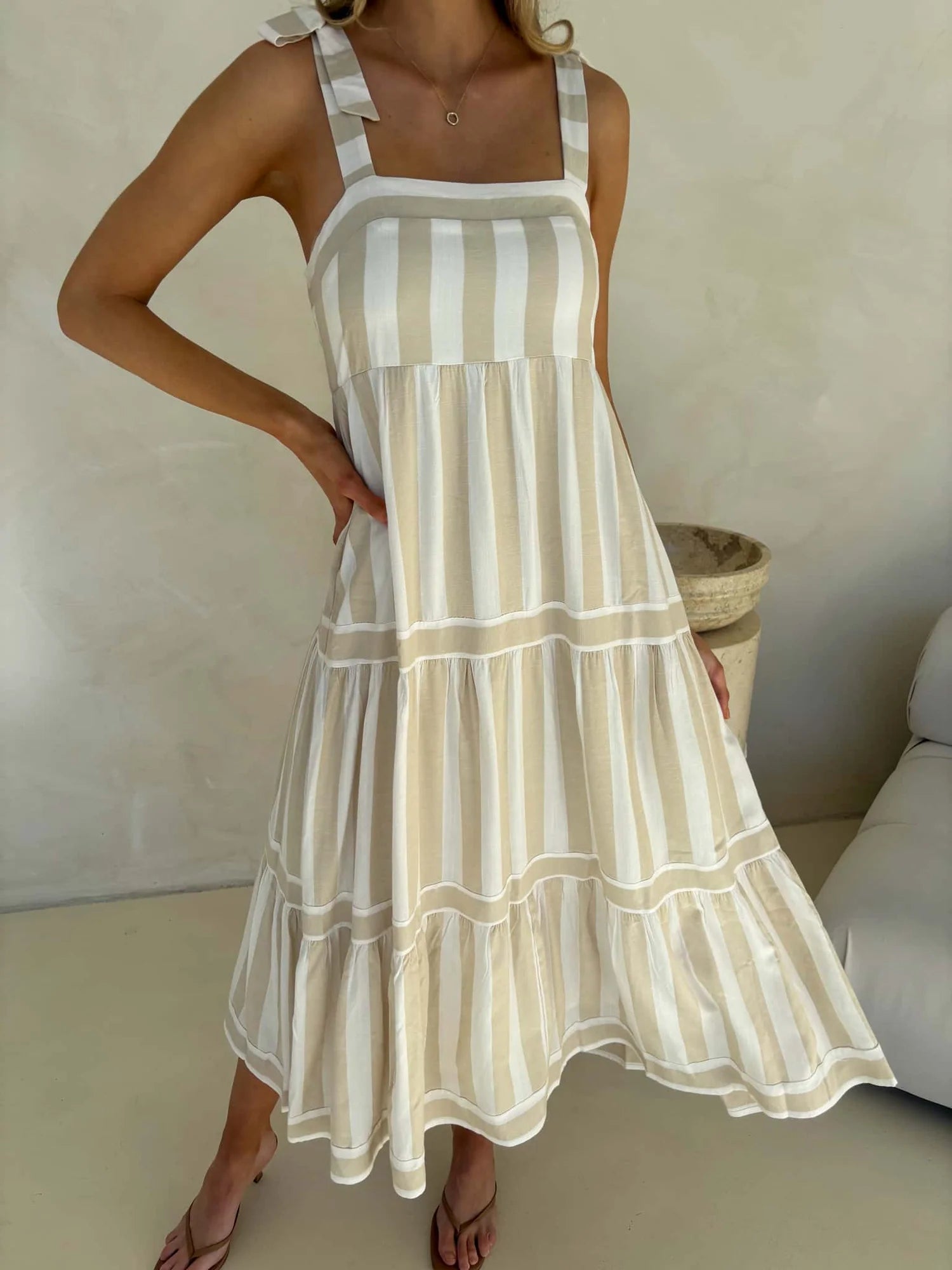 Cleo Stripped Midi Dress
