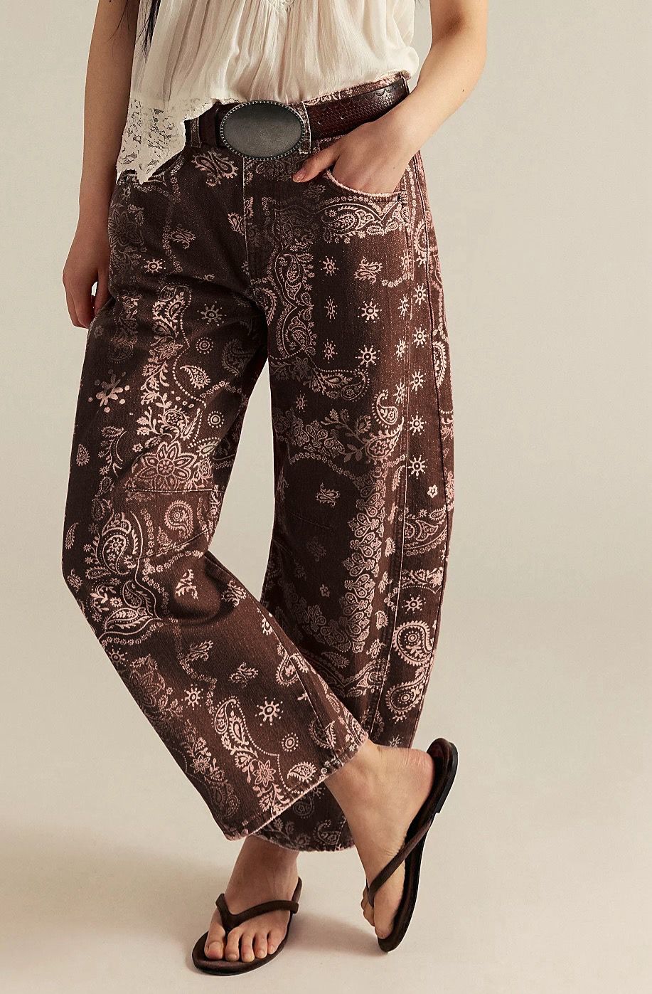 Your Lucky Day Bandana Barrel Pant Chocolate