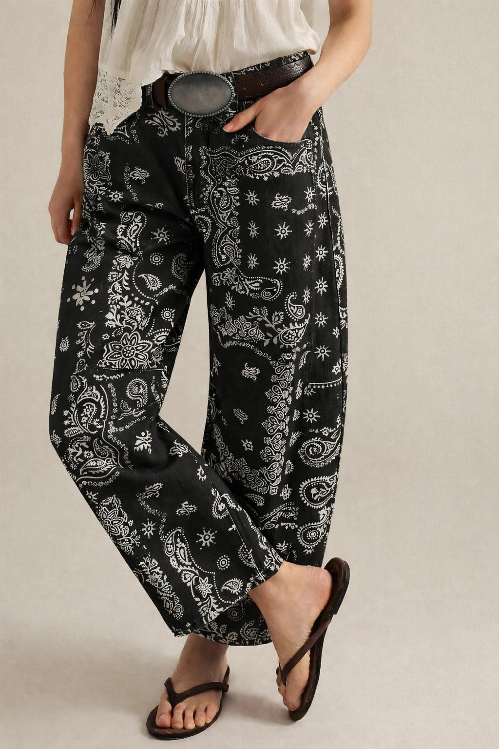 Your Lucky Day Bandana Barrel Pant Black