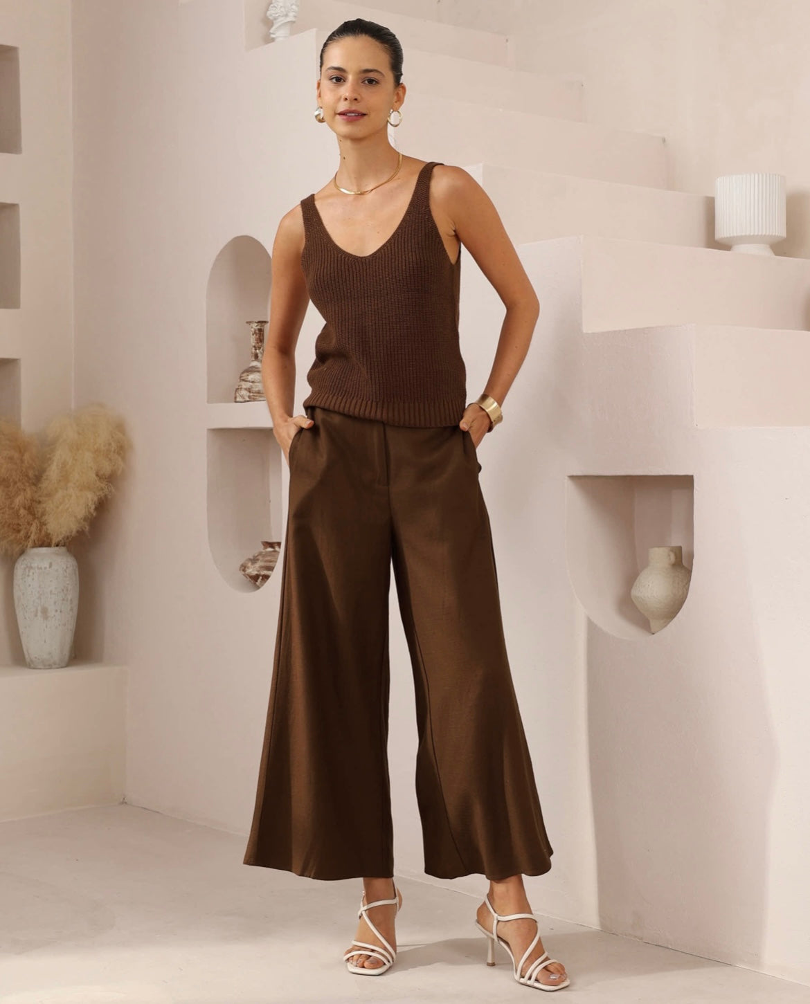 Holly Knit Tank Top Brown