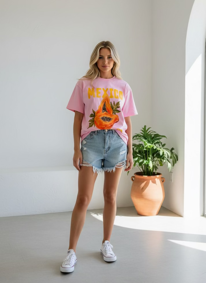 Pink Mexico Papaya By Frankie Tee