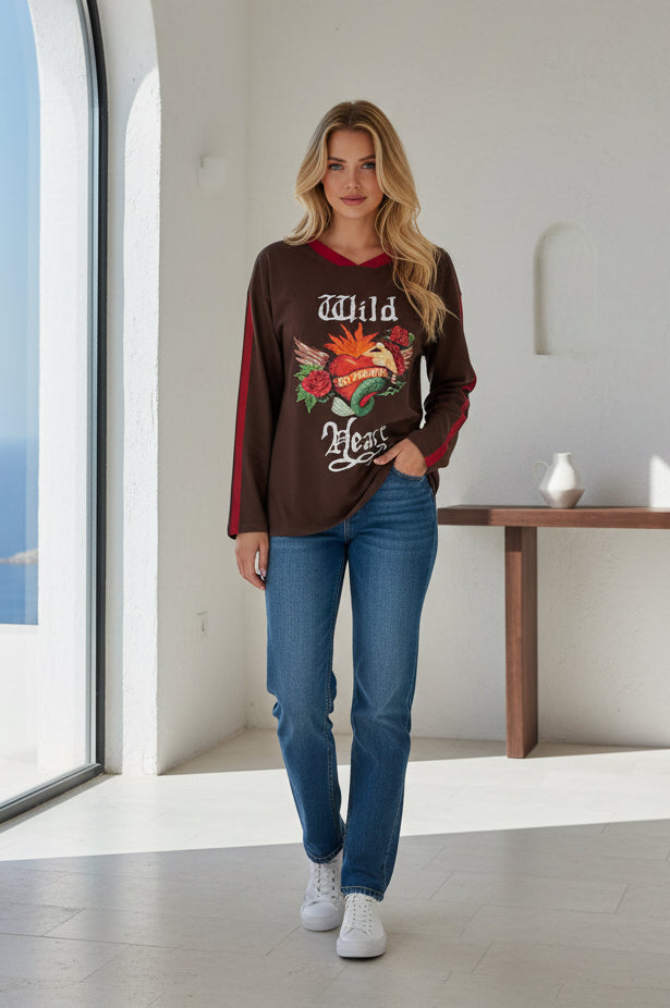 Wild Heart Long Sleeve Tee Chocolate