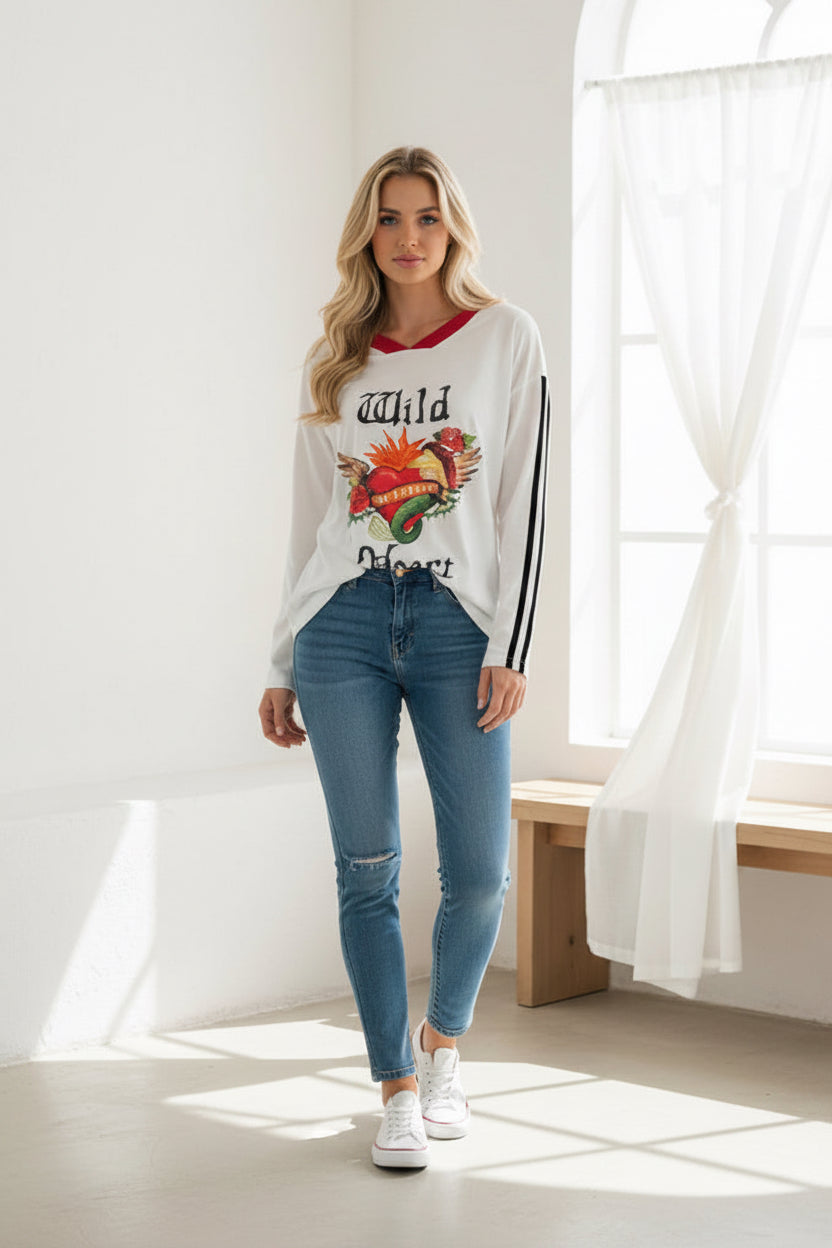 Wild Heart Long Sleeve Tee White