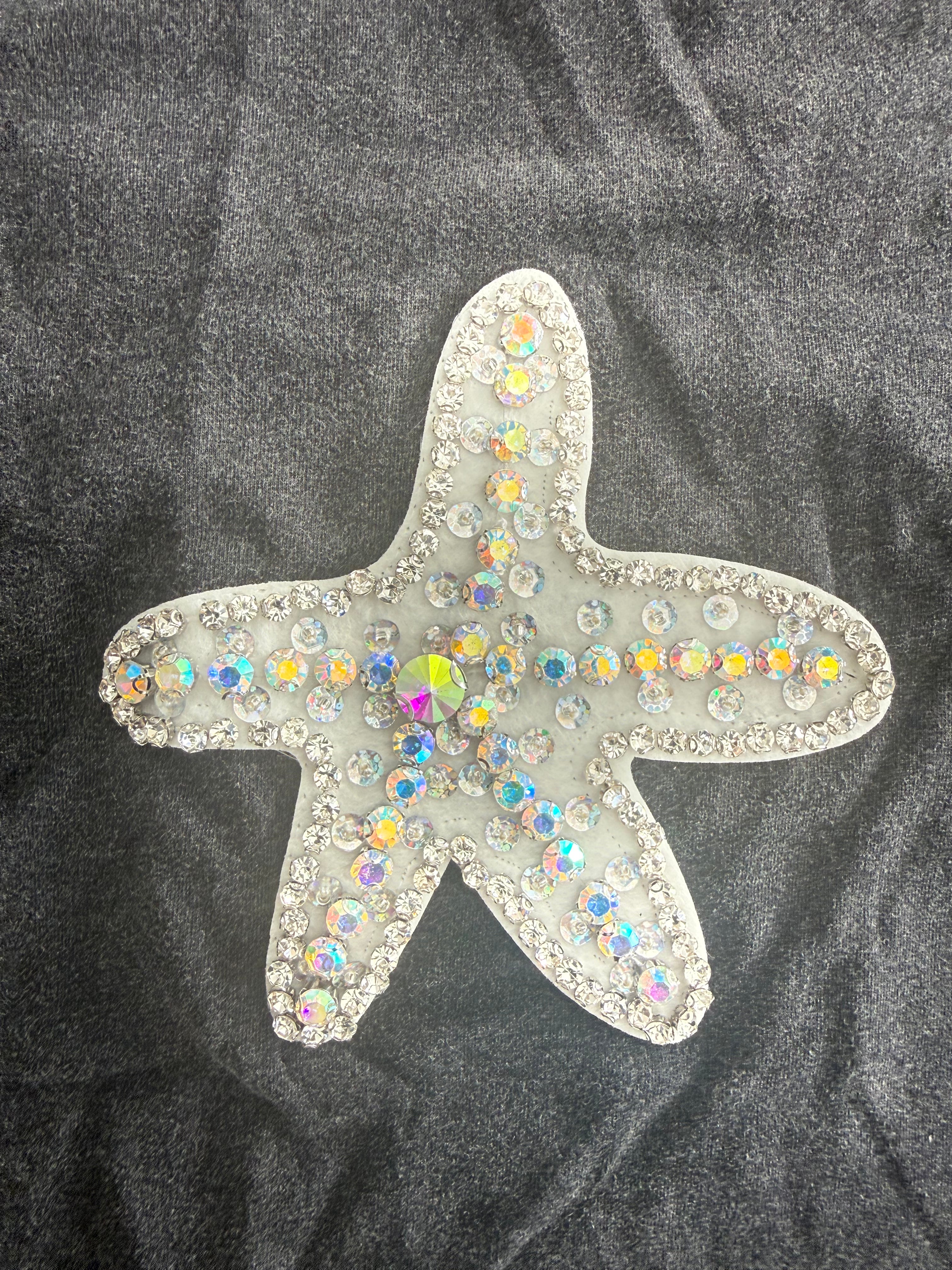 Starfish Boobs Embellished Black Acid Tee