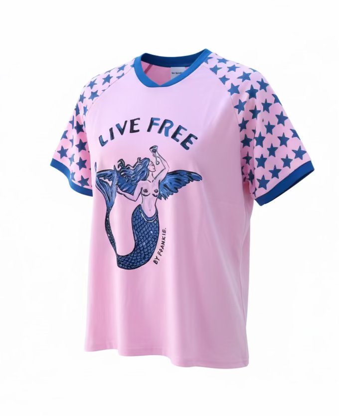 Live Free Mermaid Tee Pink