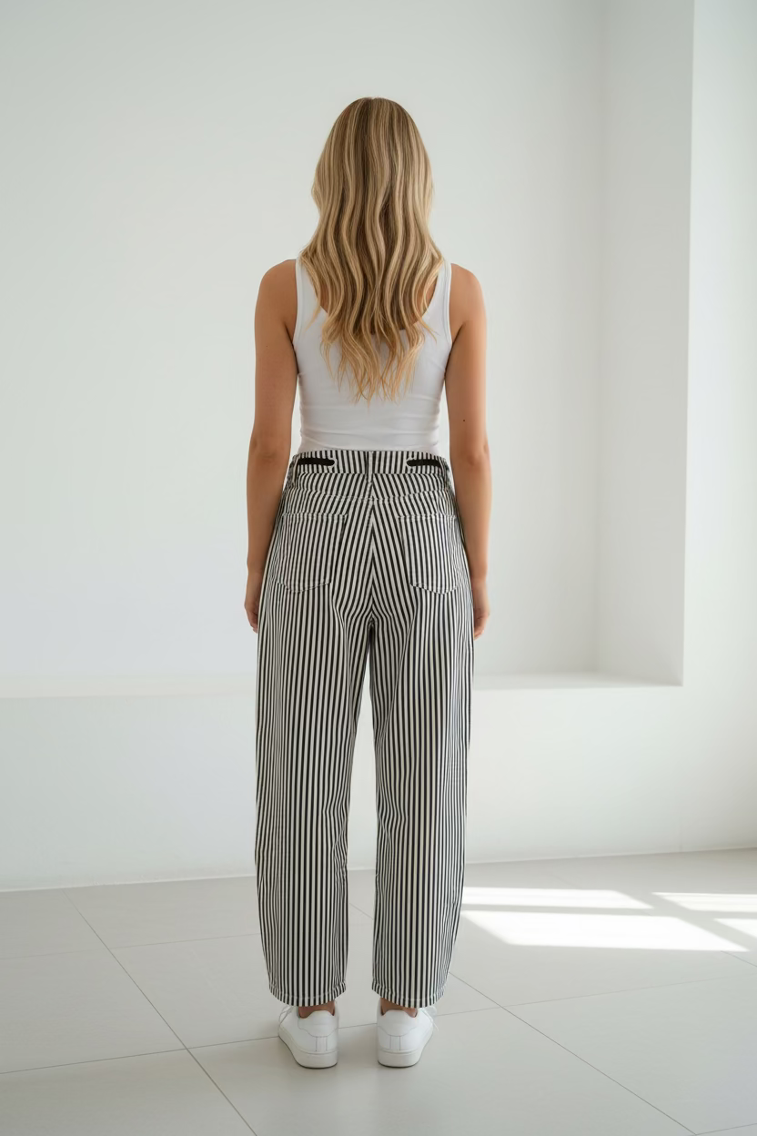 Amari Barrel Pant Chocolate Stripe