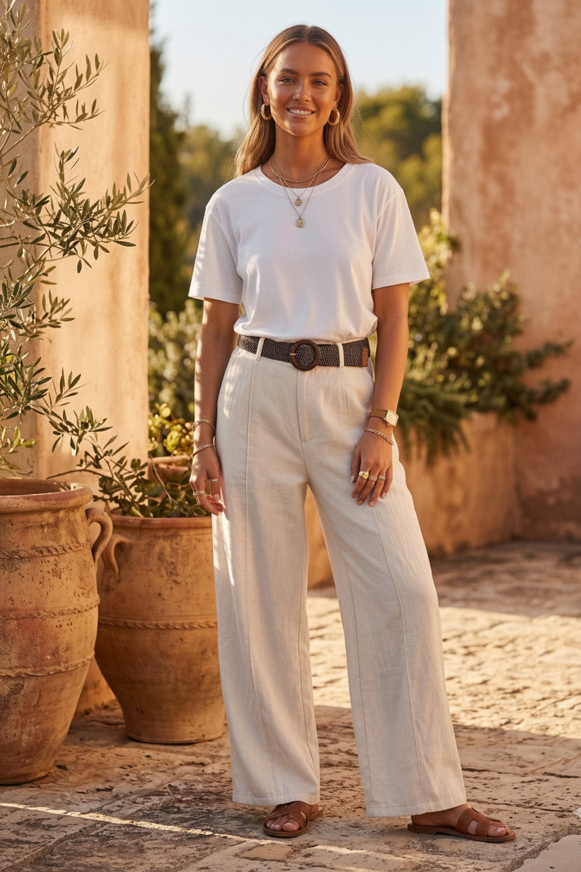 Vida Wide Leg Pants Stone