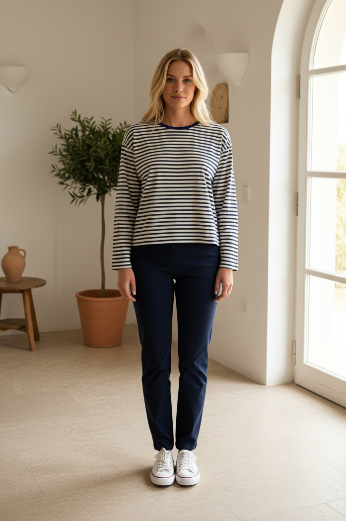 Drift Stripe Top Navy by Little Lies