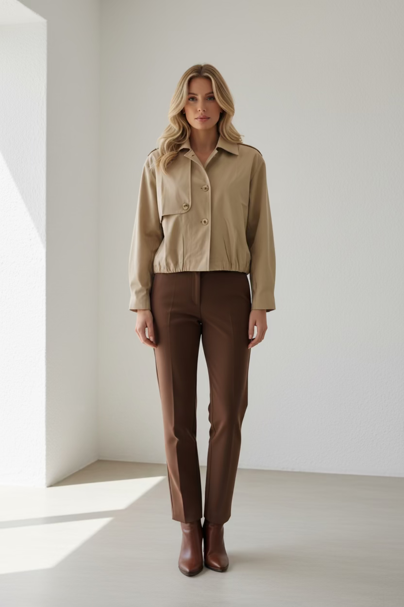Trench Bomber Jacket Dark Beige