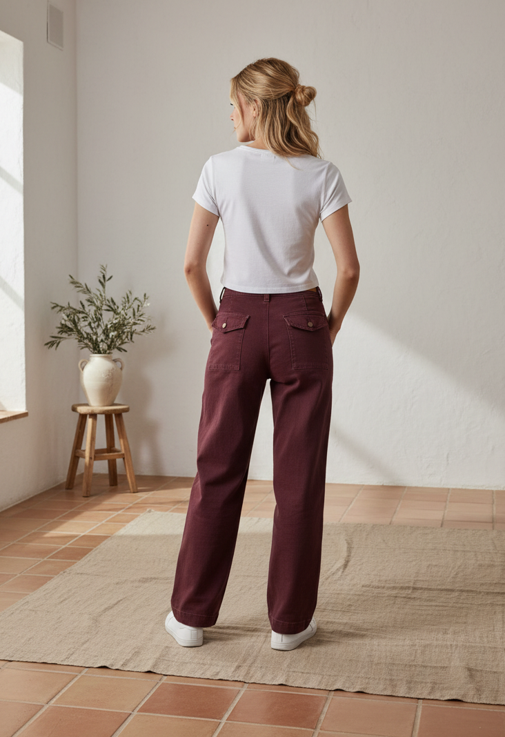 Country Denim Barrel Jean Wine