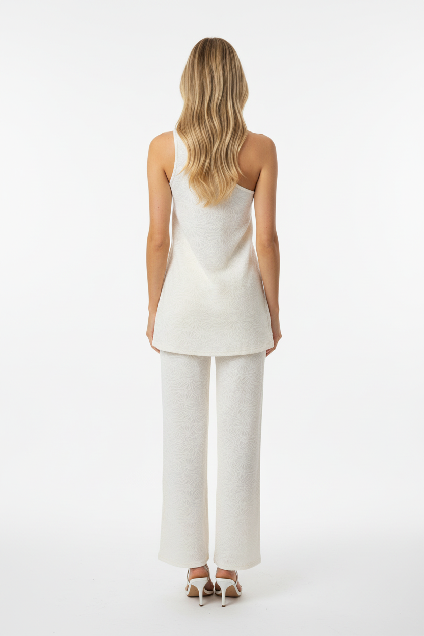Rebel One Shoulder Top & Pant Set White