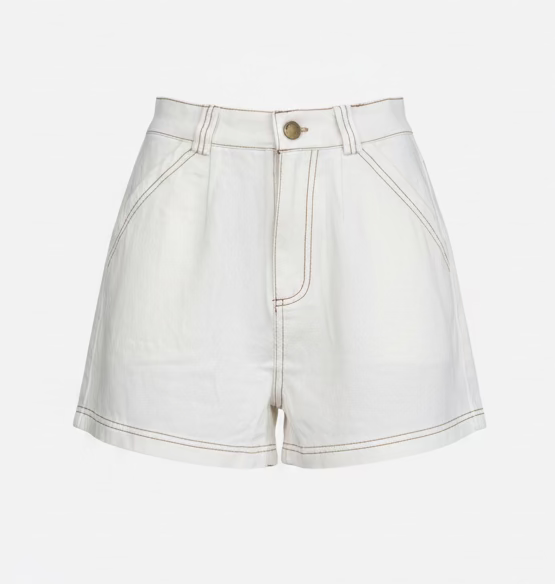 Rhianna Denim Shirt & Short Set White