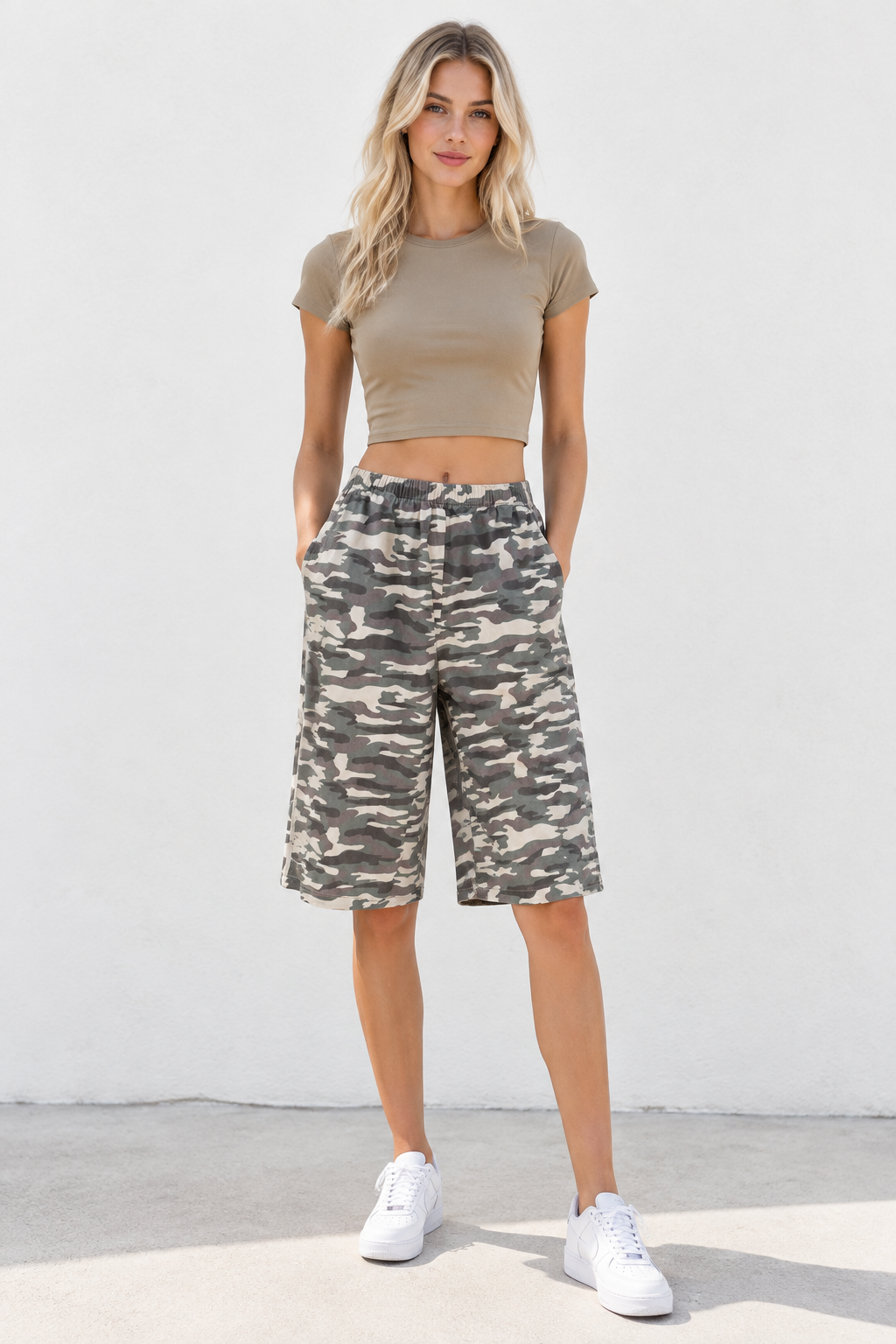 Light Camo Racer Stripe Jorts
