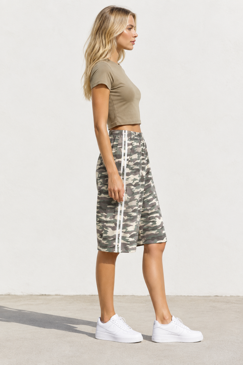 Light Camo Racer Stripe Jorts