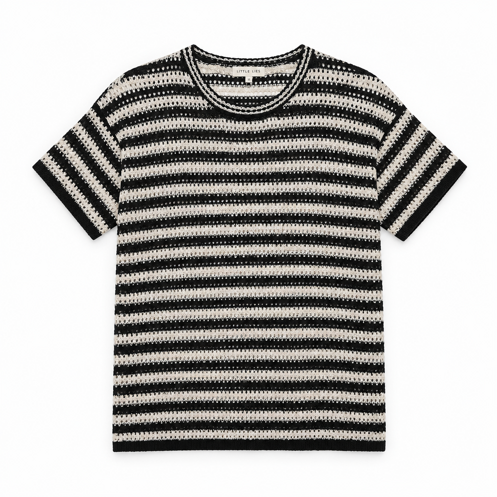 Nina Knit Tee by Little Lies Natural/Black