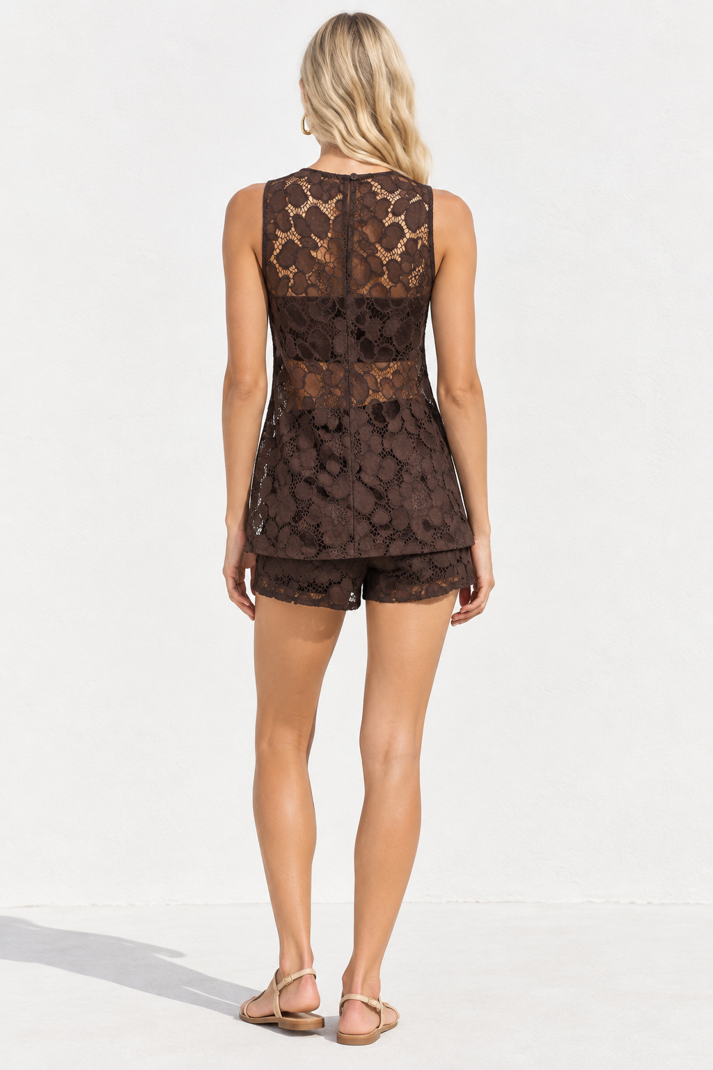 Sharni Lace Top & Short Set Chocolate