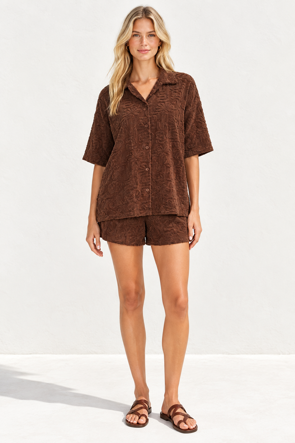 The Towelling Edit Short Set Chocolate