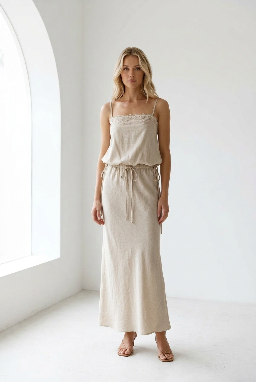Paros Cami & Maxi Skirt Set Oatmeal