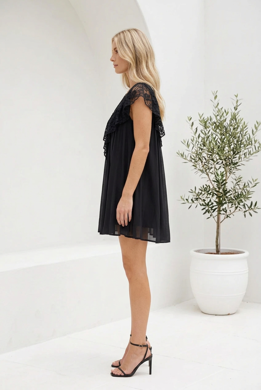 Whimsey Lace Detail Mini Black