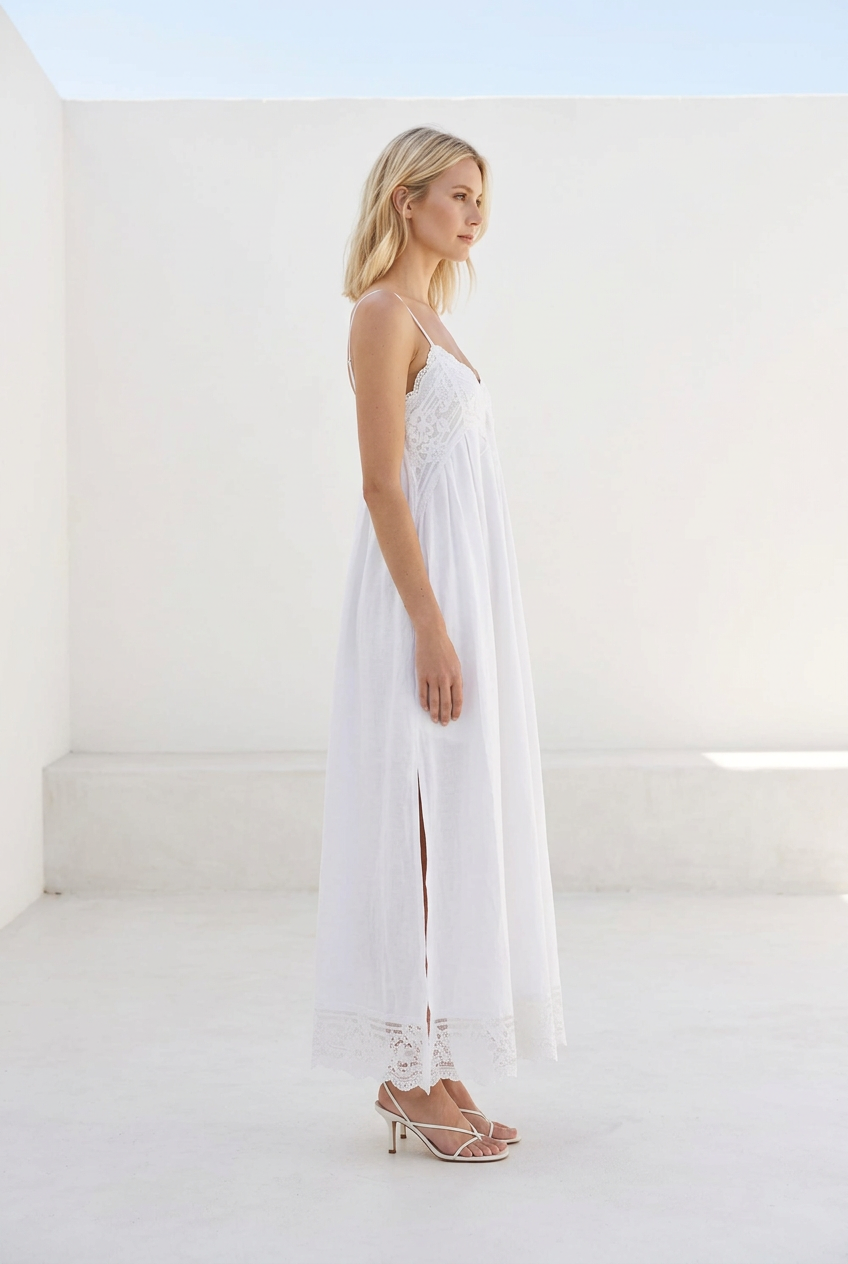 Kazzy Lace Trim Maxi White