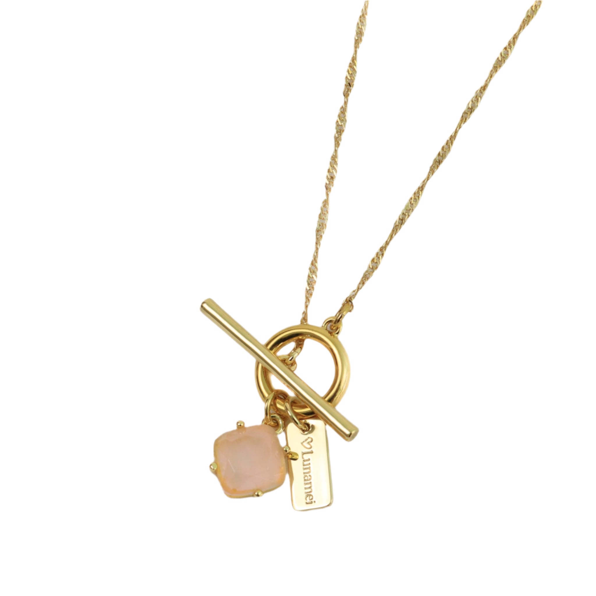 Pure Necklace in Gold with Rose Quartz
