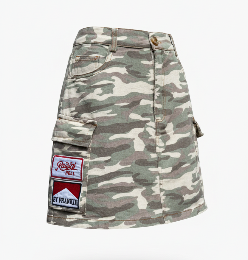 Light Camo Cargo Mini Skirt