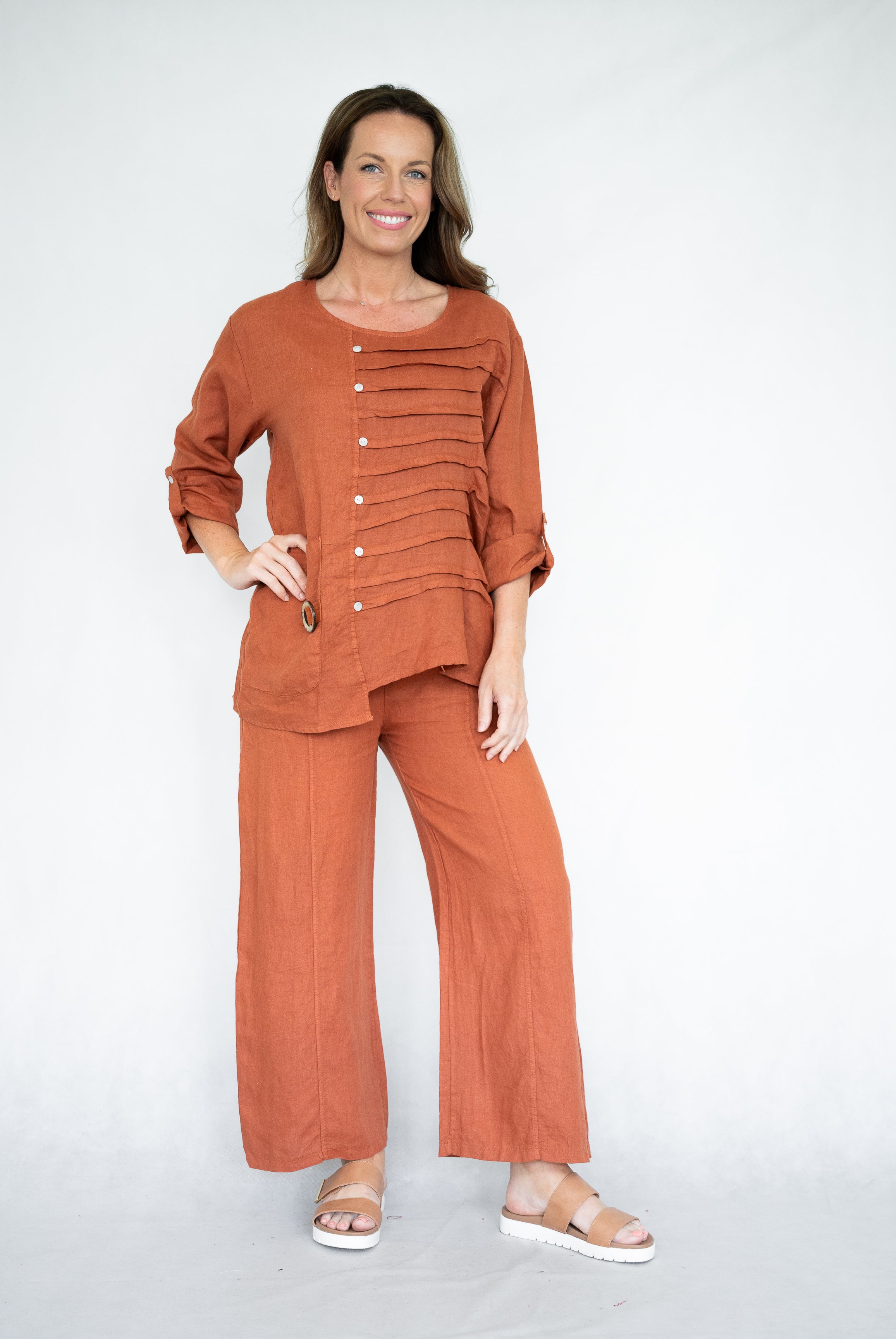 Italian Wide Leg Pant Rust