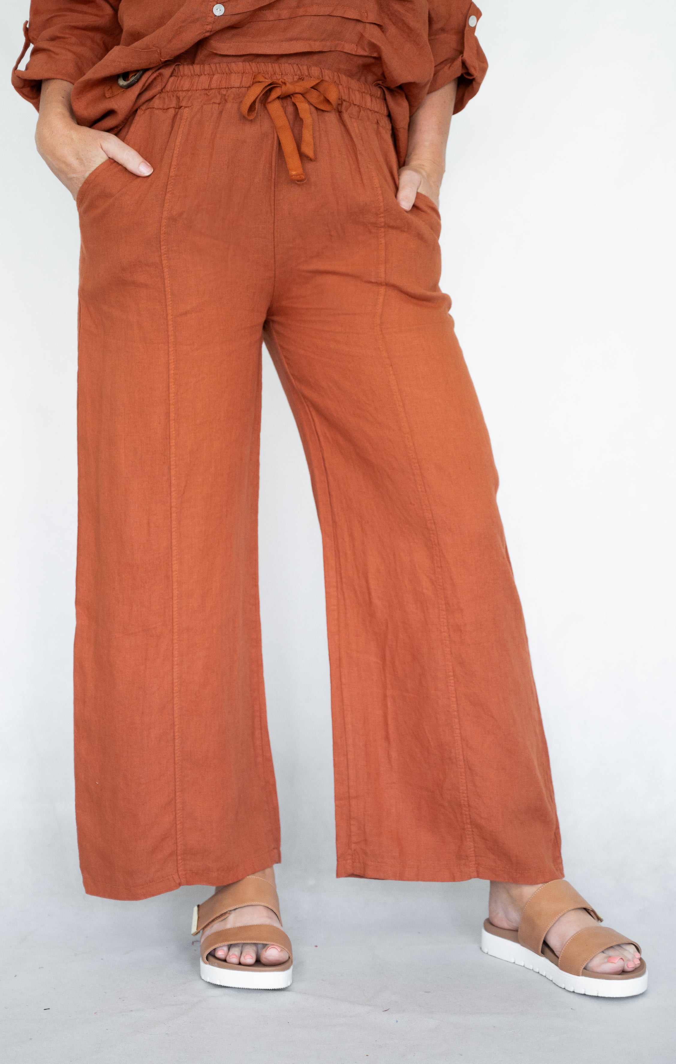 Italian Wide Leg Pant Rust