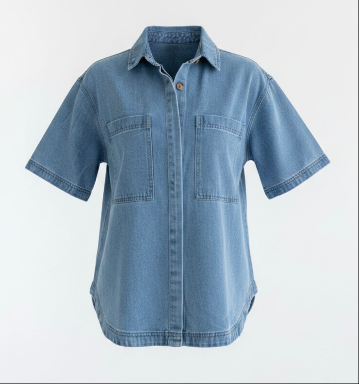 The Devon Mid-Blue Denim Short Set