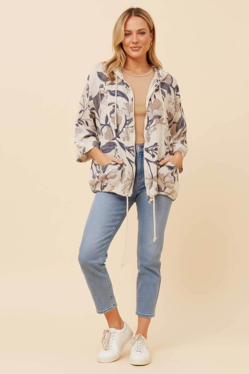 Siena Italian Jacket Floral Oatmeal