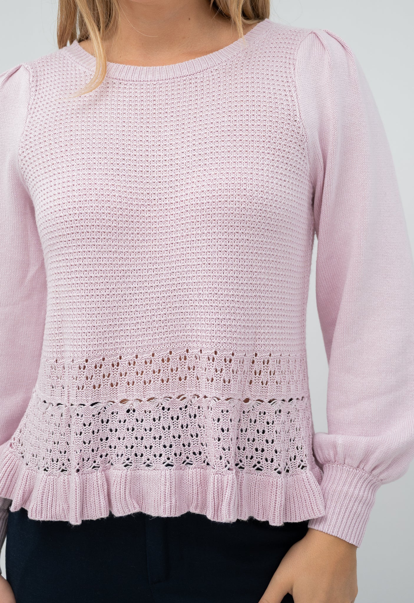 Faith Long Sleeve Knit Top Baby Pink