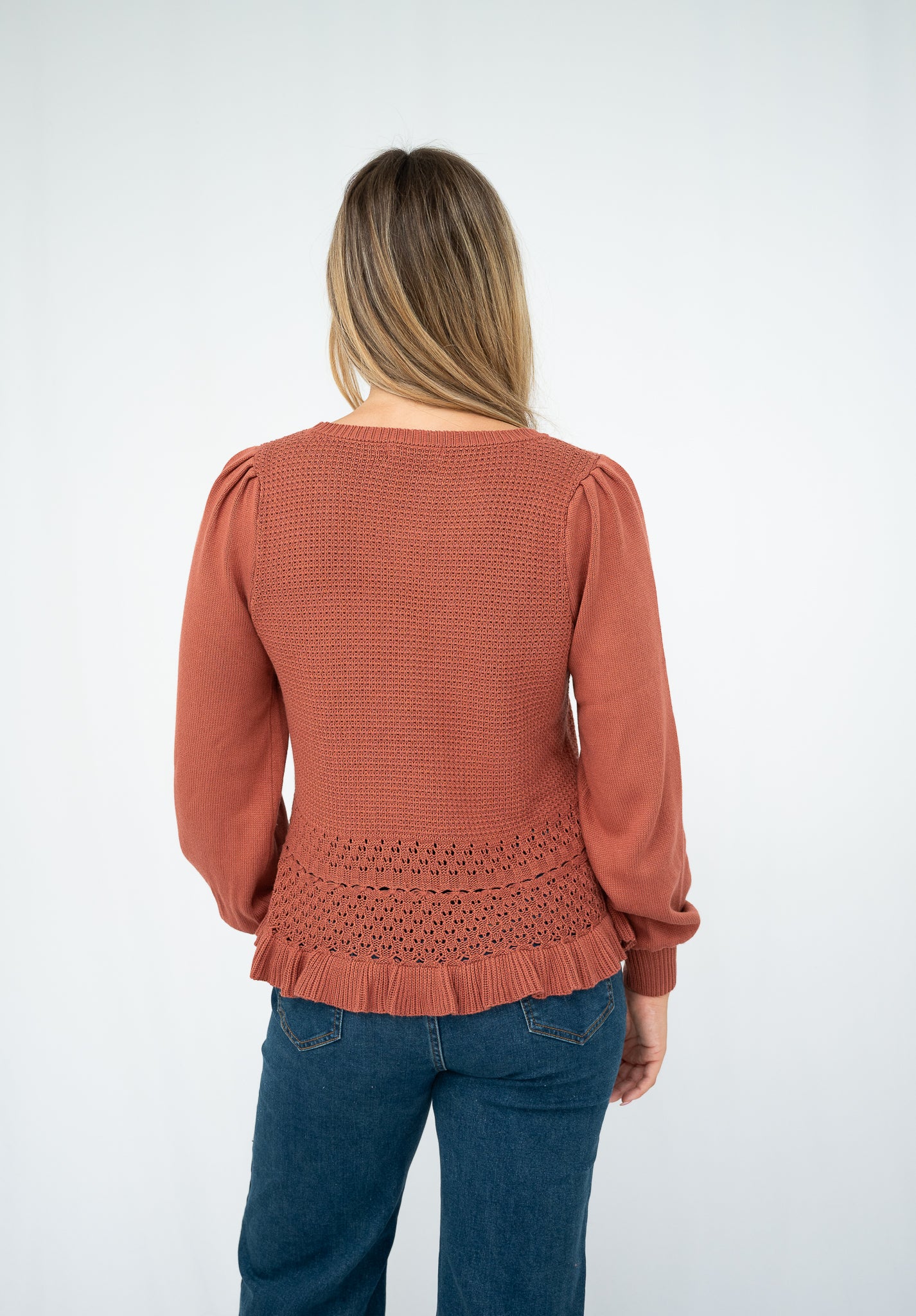 Faith Long Sleeve Knit Top Rust