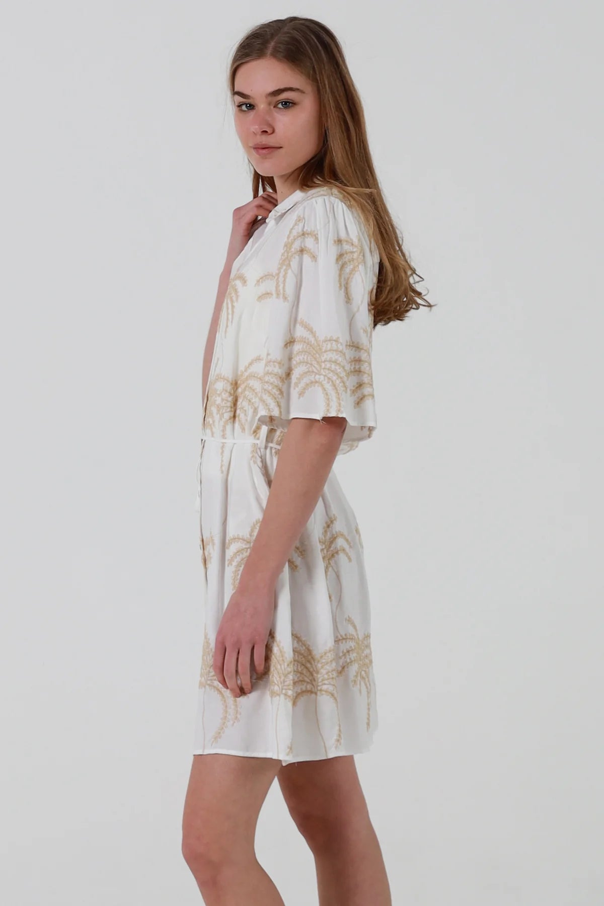 Palmier Embroidered Dress White