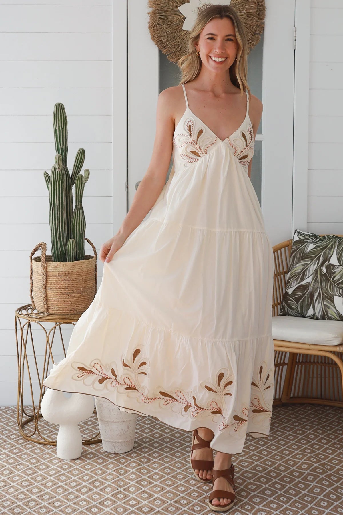 Lumiere Cotton Maxi Dress Beige