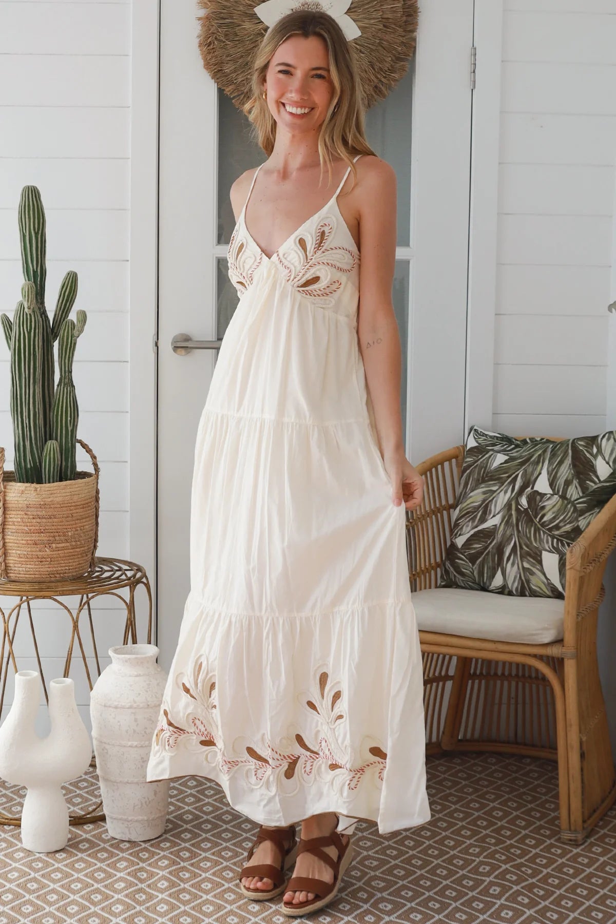 Lumiere Cotton Maxi Dress Beige