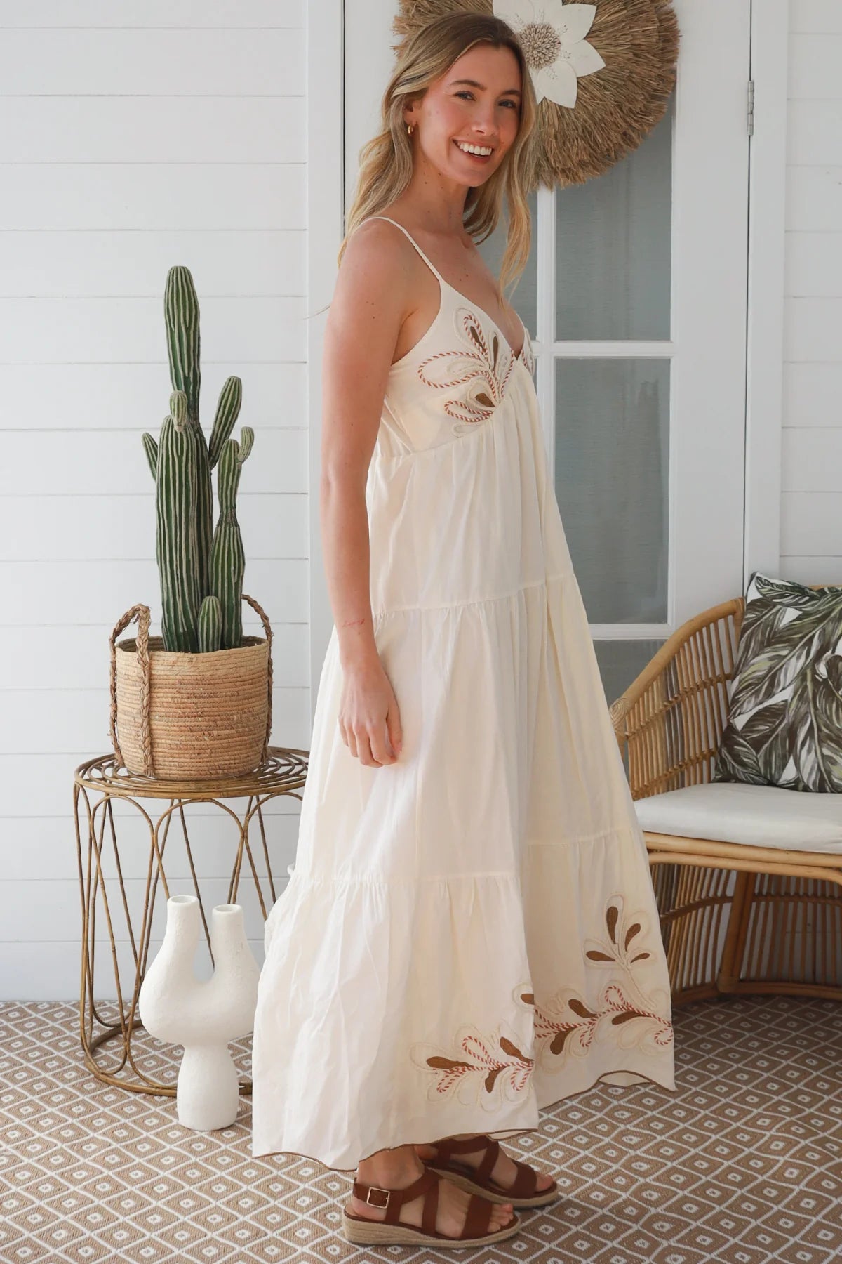 Lumiere Cotton Maxi Dress Beige