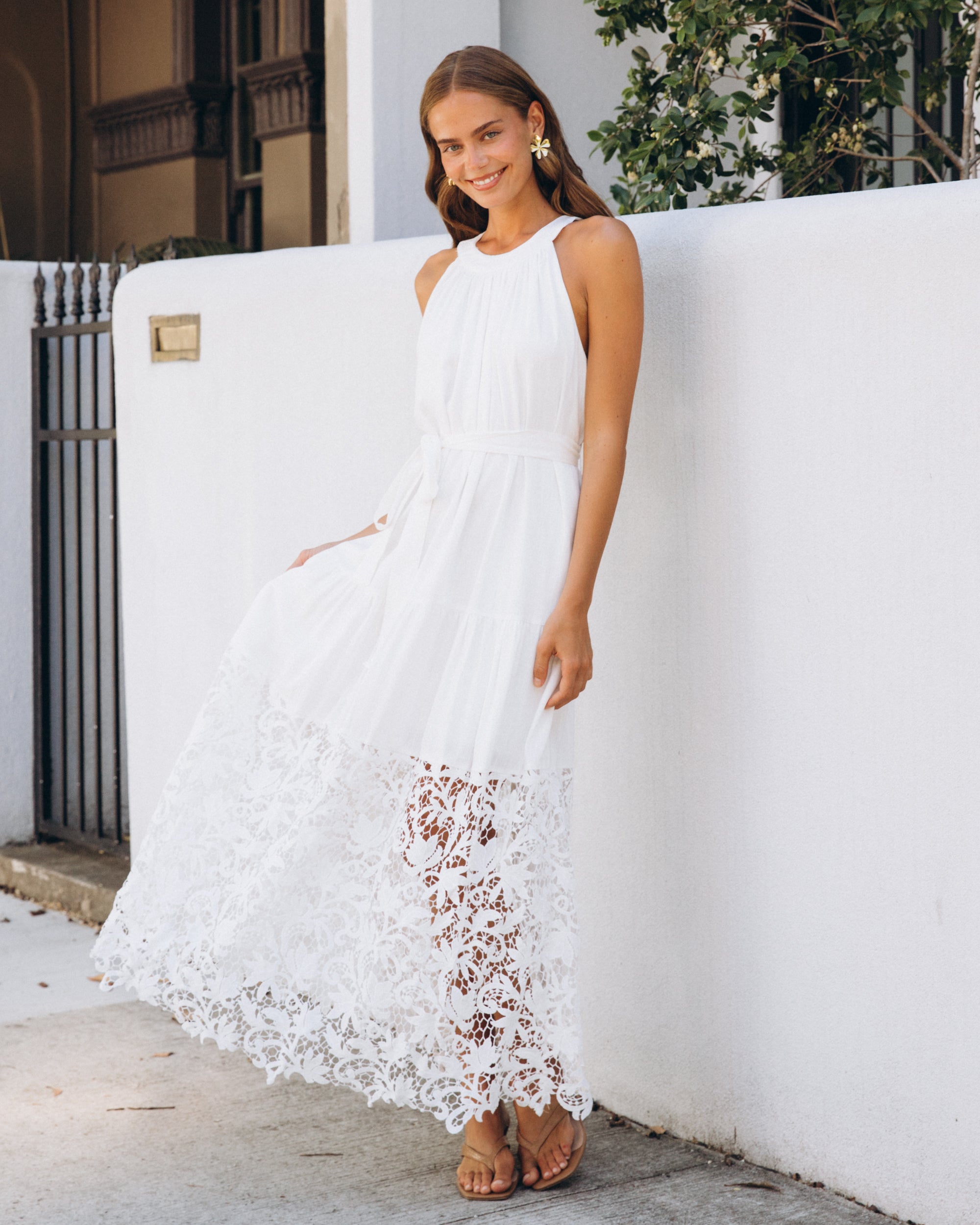 Morocco Lace Maxi Dress White