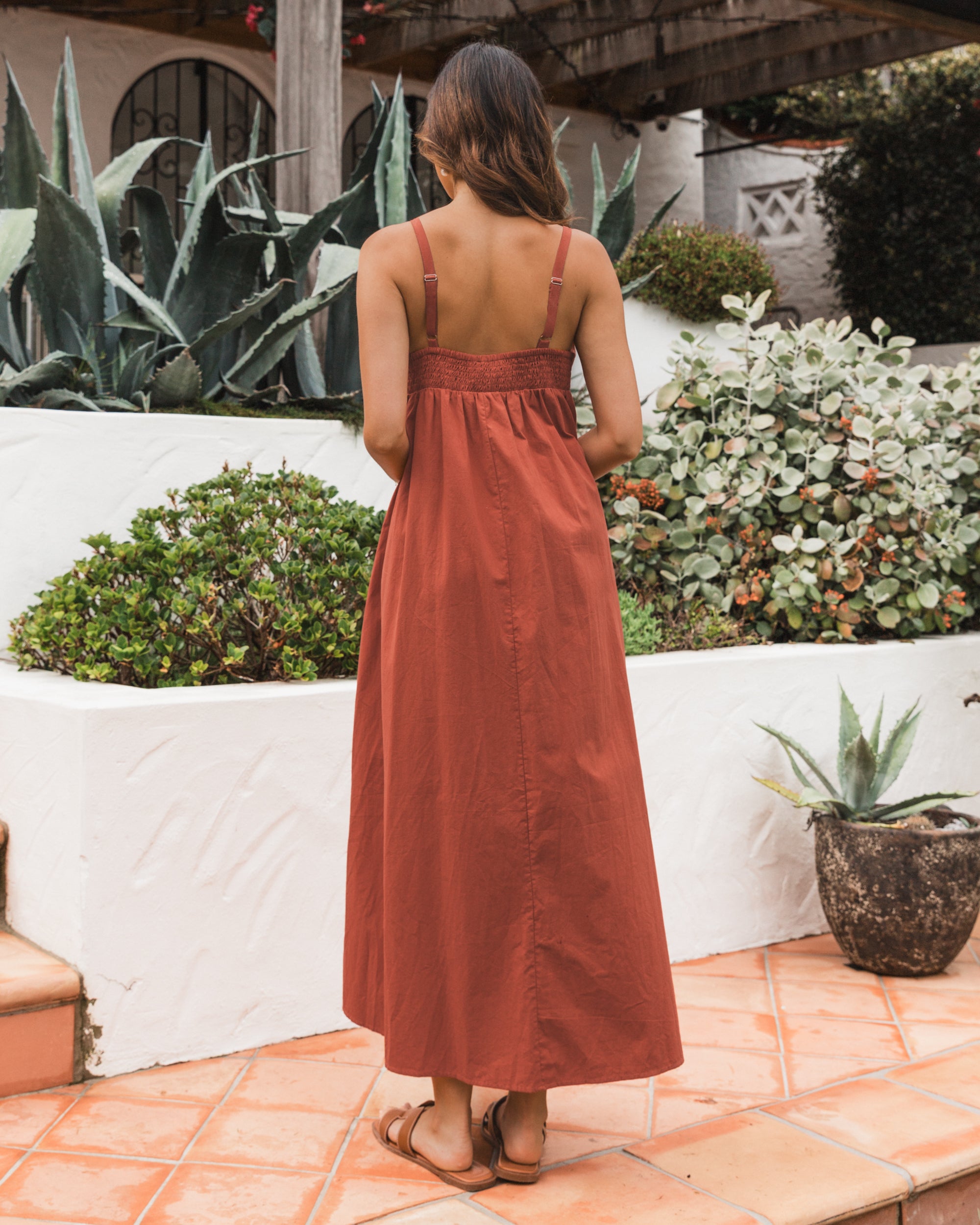 Alice Embroidered Maxi Dress Rust