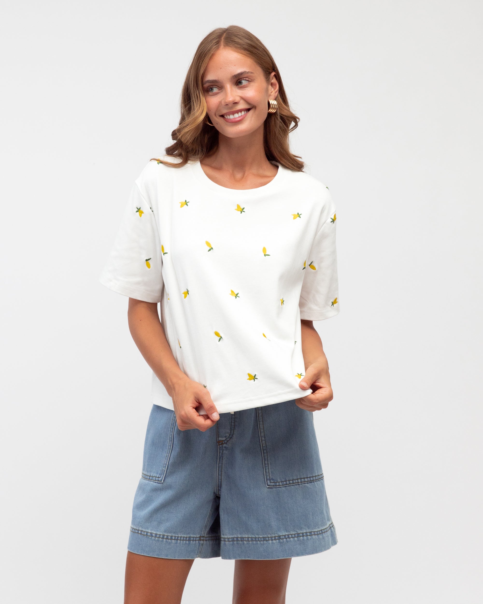 Lemon Embroidered Tee