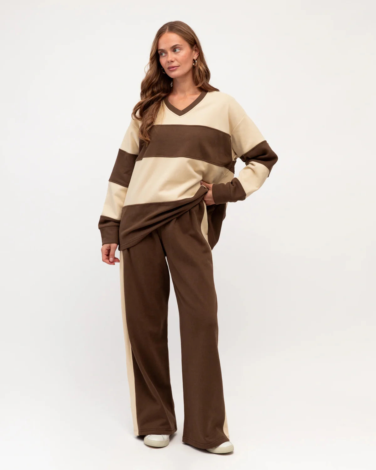 Helina Stripe V Neck Sweater
