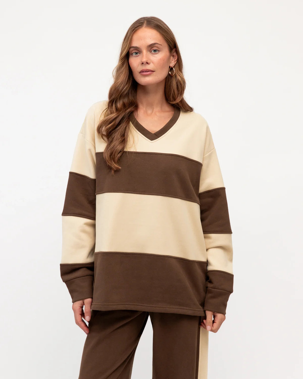 Helina Stripe V Neck Sweater