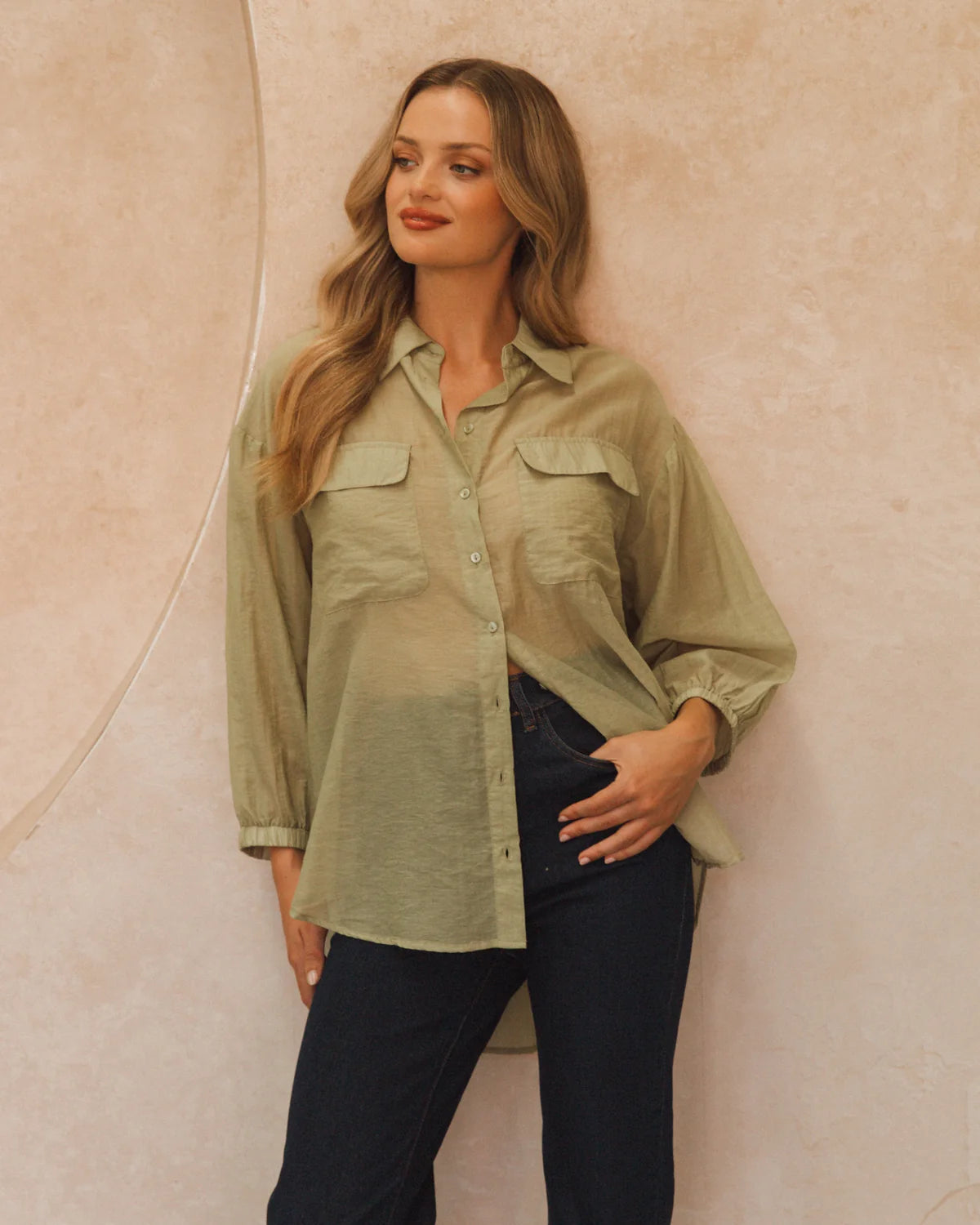Valarie Tropical Shirt Matcha