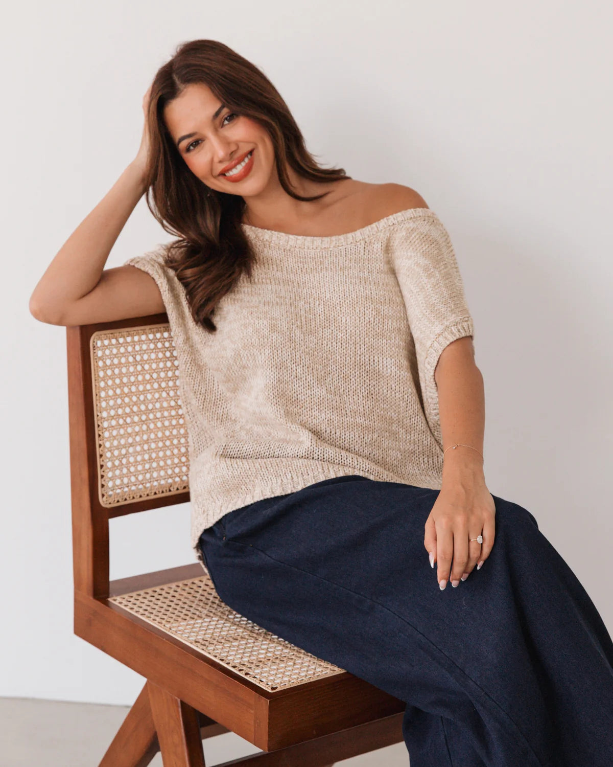 Sophia Off Shoulder Knit Oatmeal