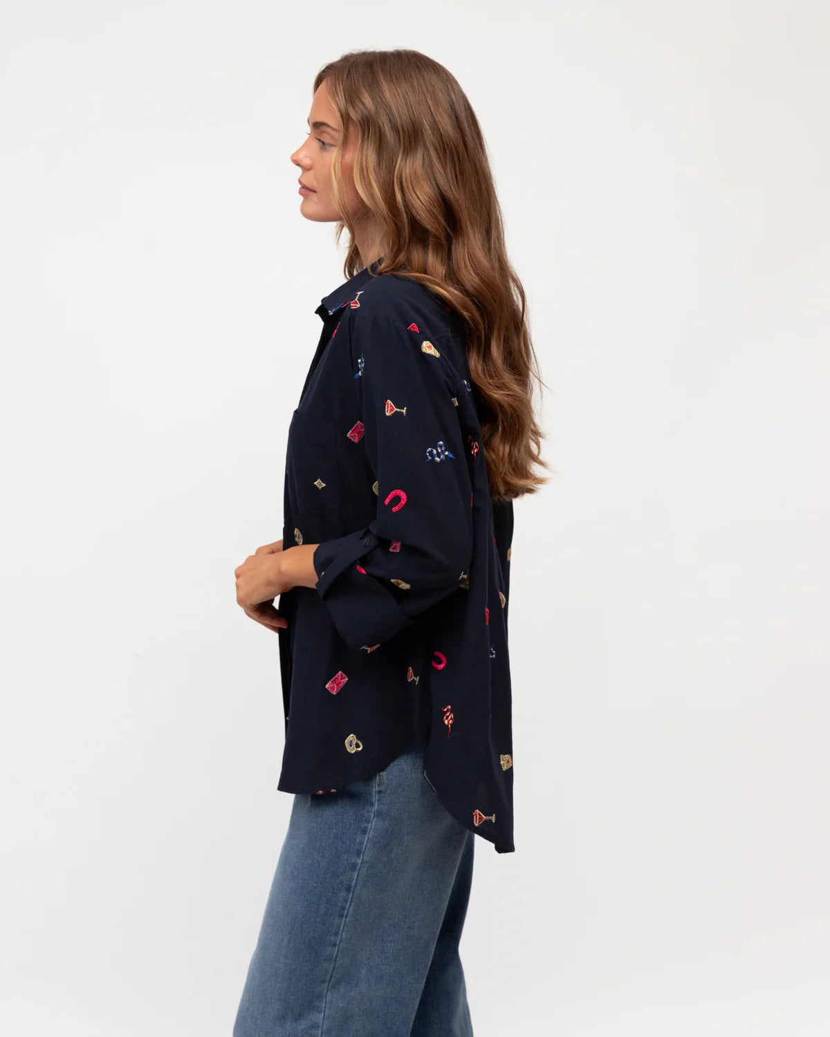 LA Embroidered Shirt Navy