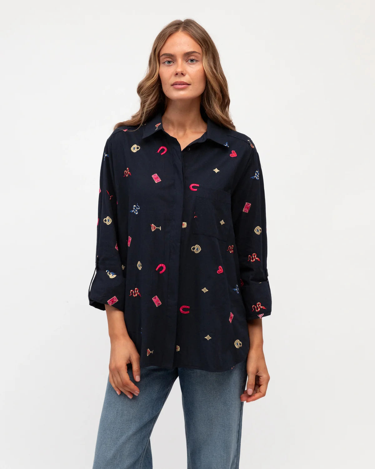 LA Embroidered Shirt Navy