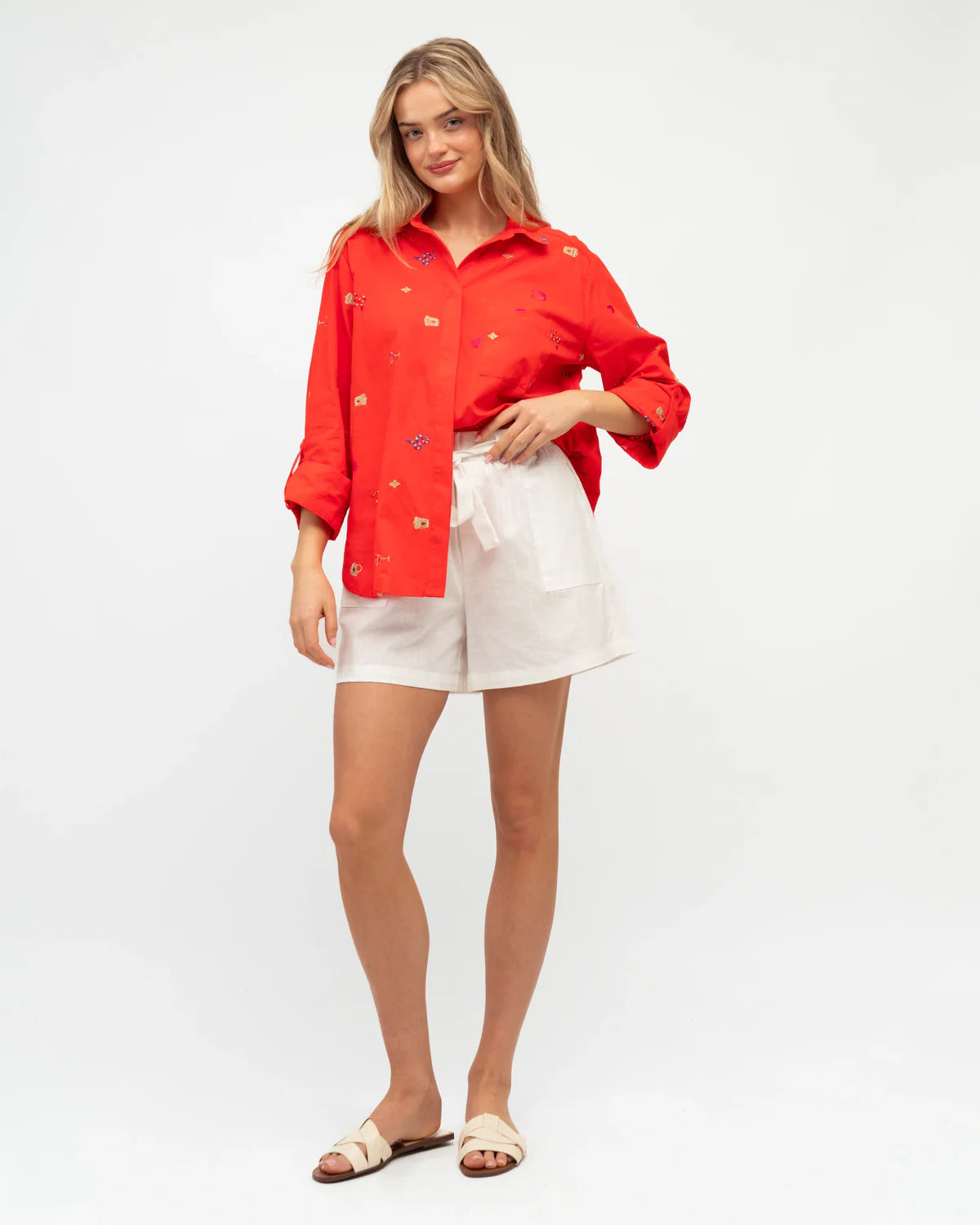 LA Embroidered Shirt Tangerine