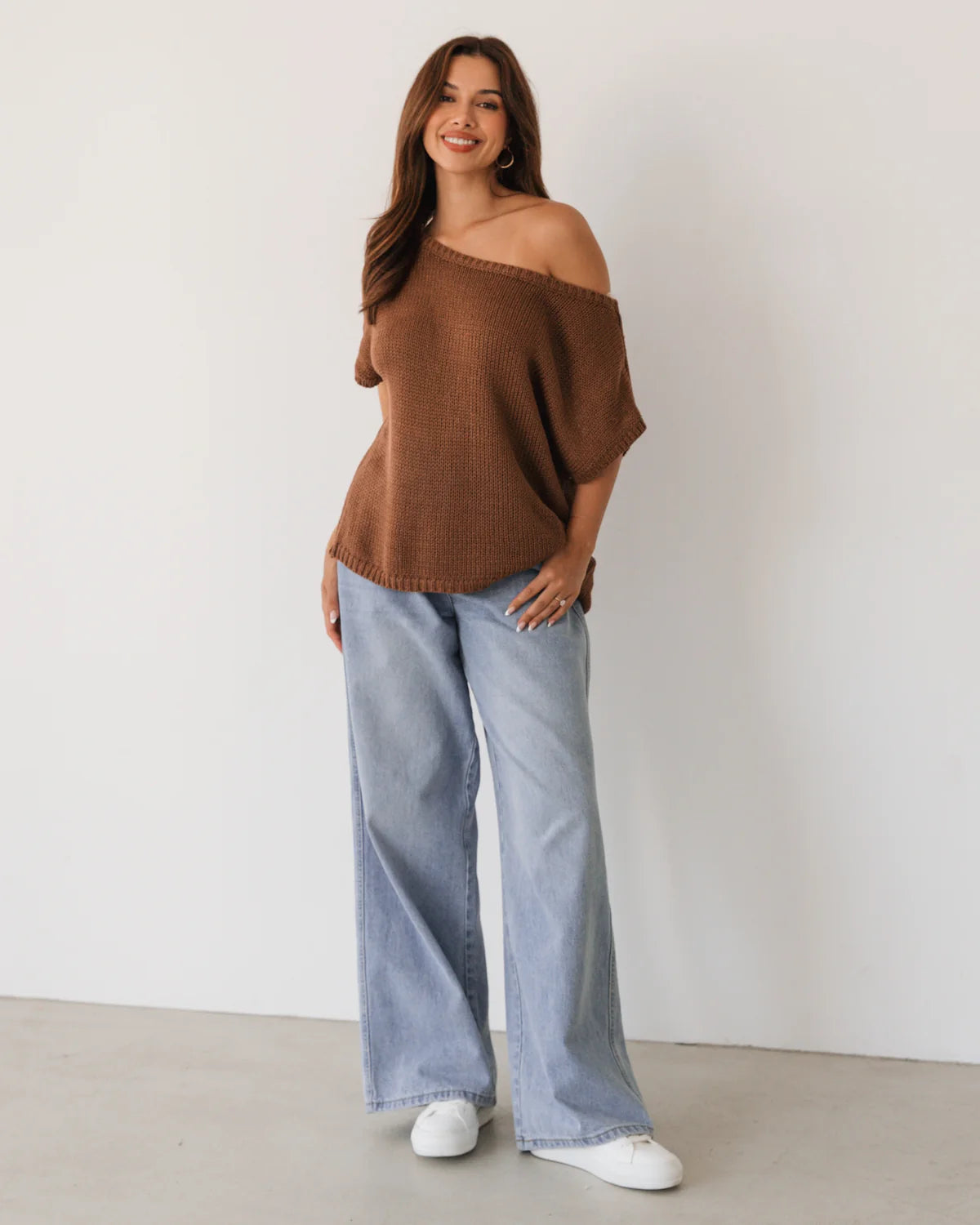Sophia Off Shoulder Knit Chocolate