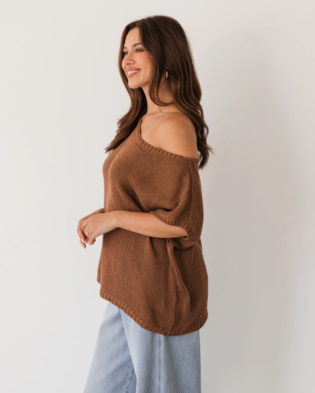 Sophia Off Shoulder Knit Chocolate