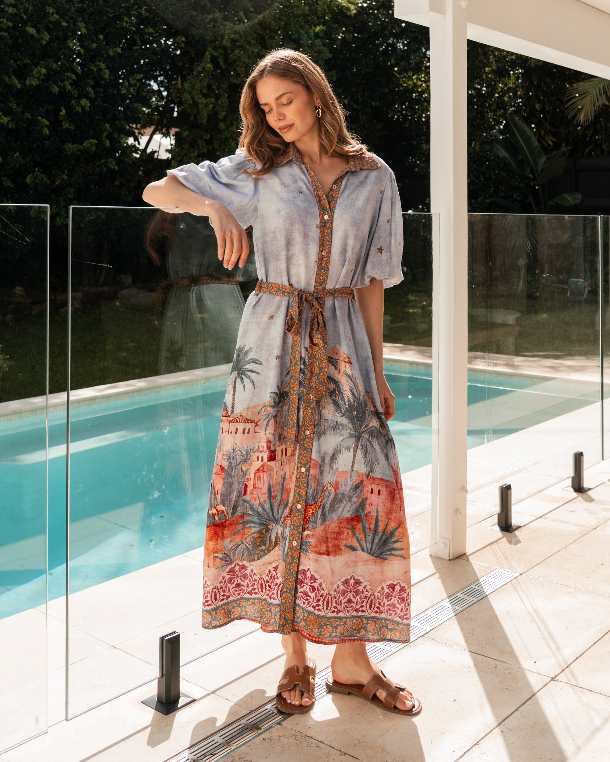 Desert Mirage Collared Maxi Dress