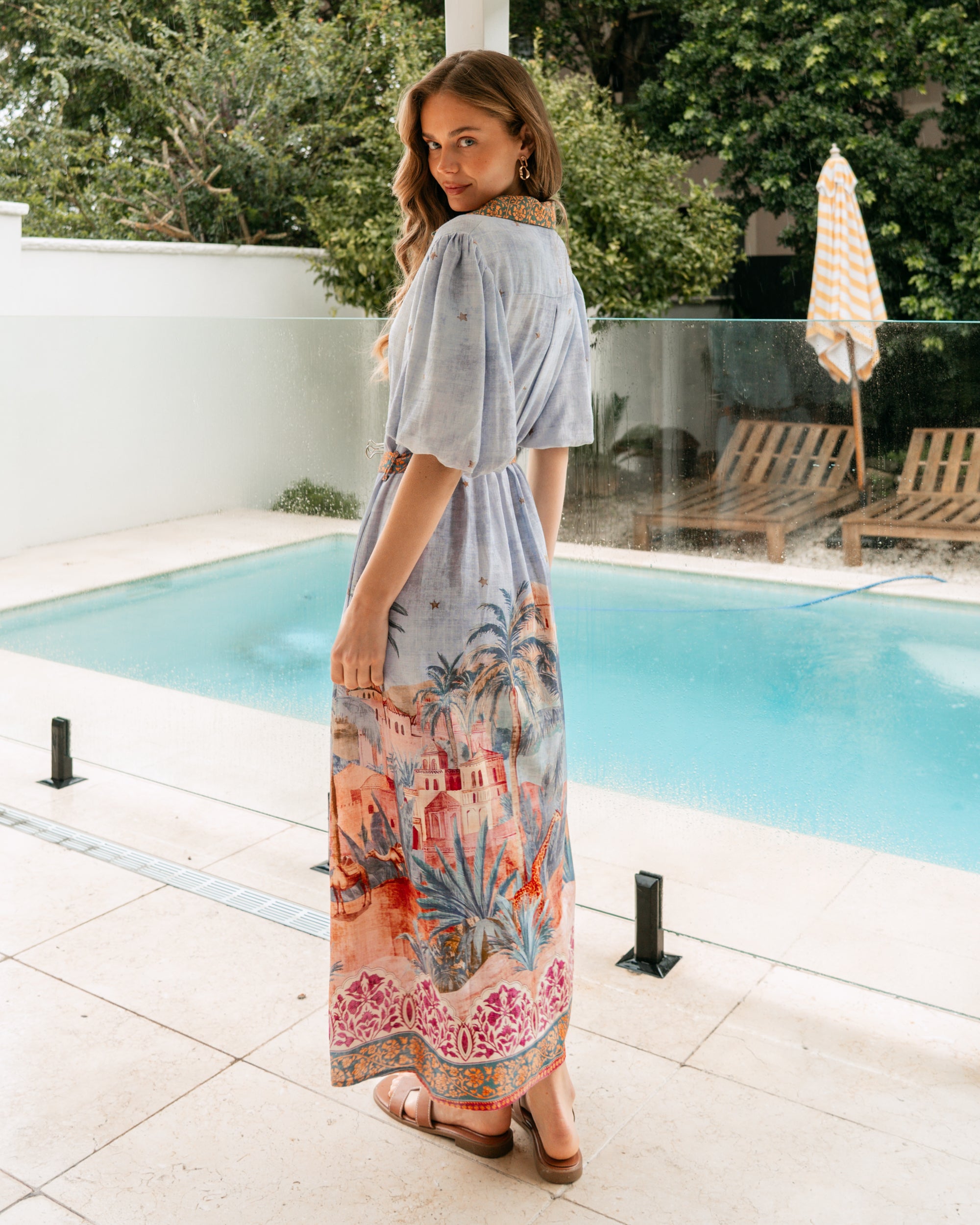 Desert Mirage Collared Maxi Dress